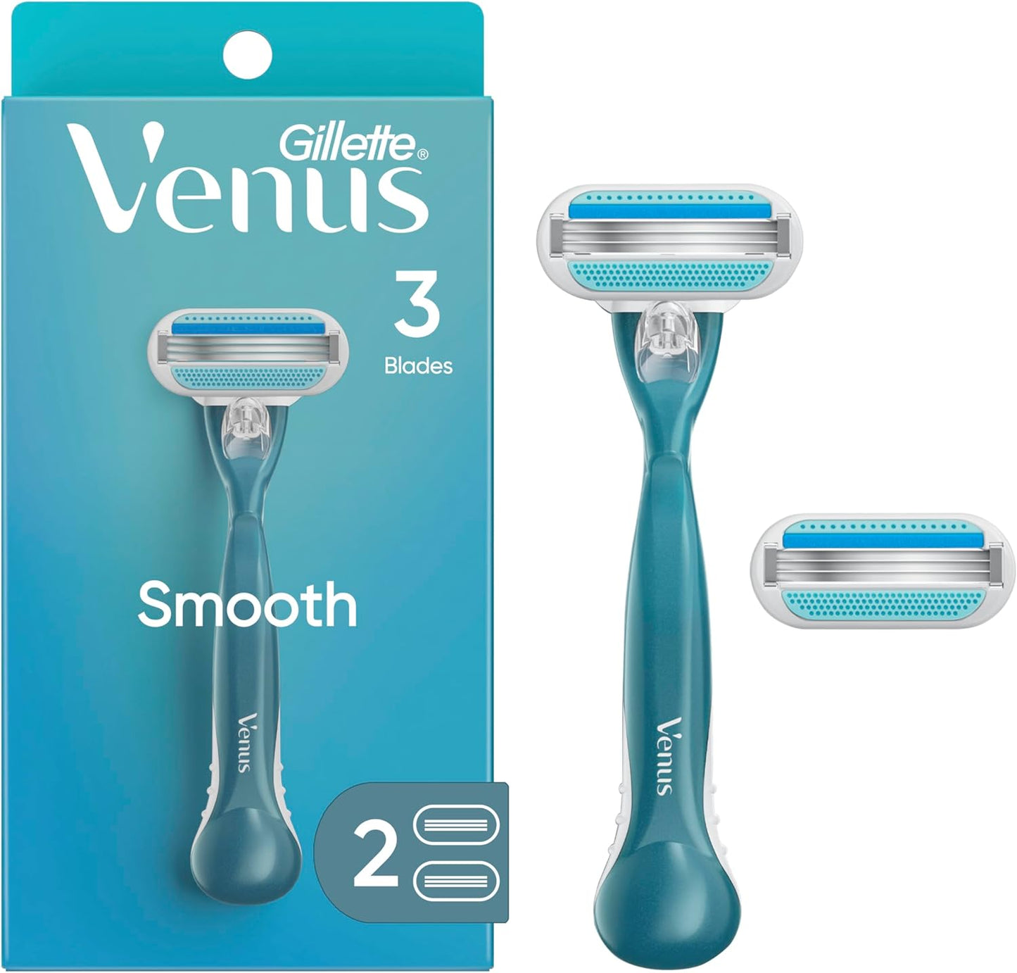 GILLETTE VENUS RAZOR & 2 CARTRIDGES SMOOTH