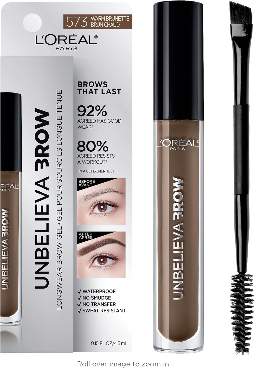 LOREAL UNBELIEVA BROW WARM BRUNETTE 4.5ML pack of 2