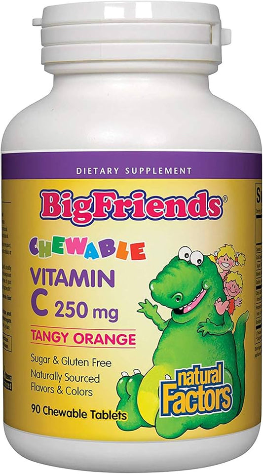Natural Factors   Chewable Vitamin C 250 mg, Tangy Orange, Big Friends®   90 chewschews