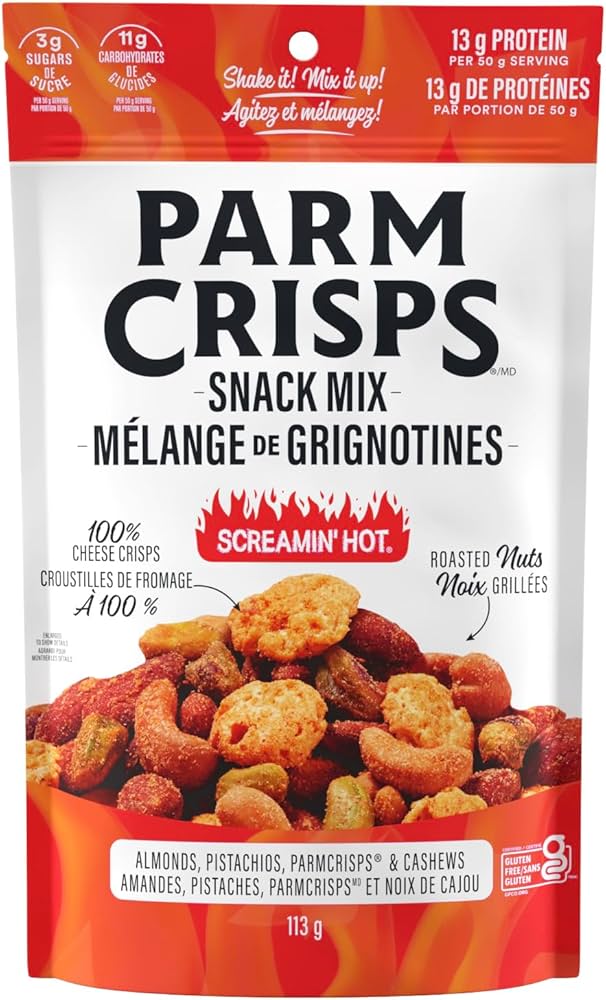 ParmCrisps ParmCrisps Snack Mix Flavour: Screamin' Hot Cheddar
Container Size: 113 g Pack of 12