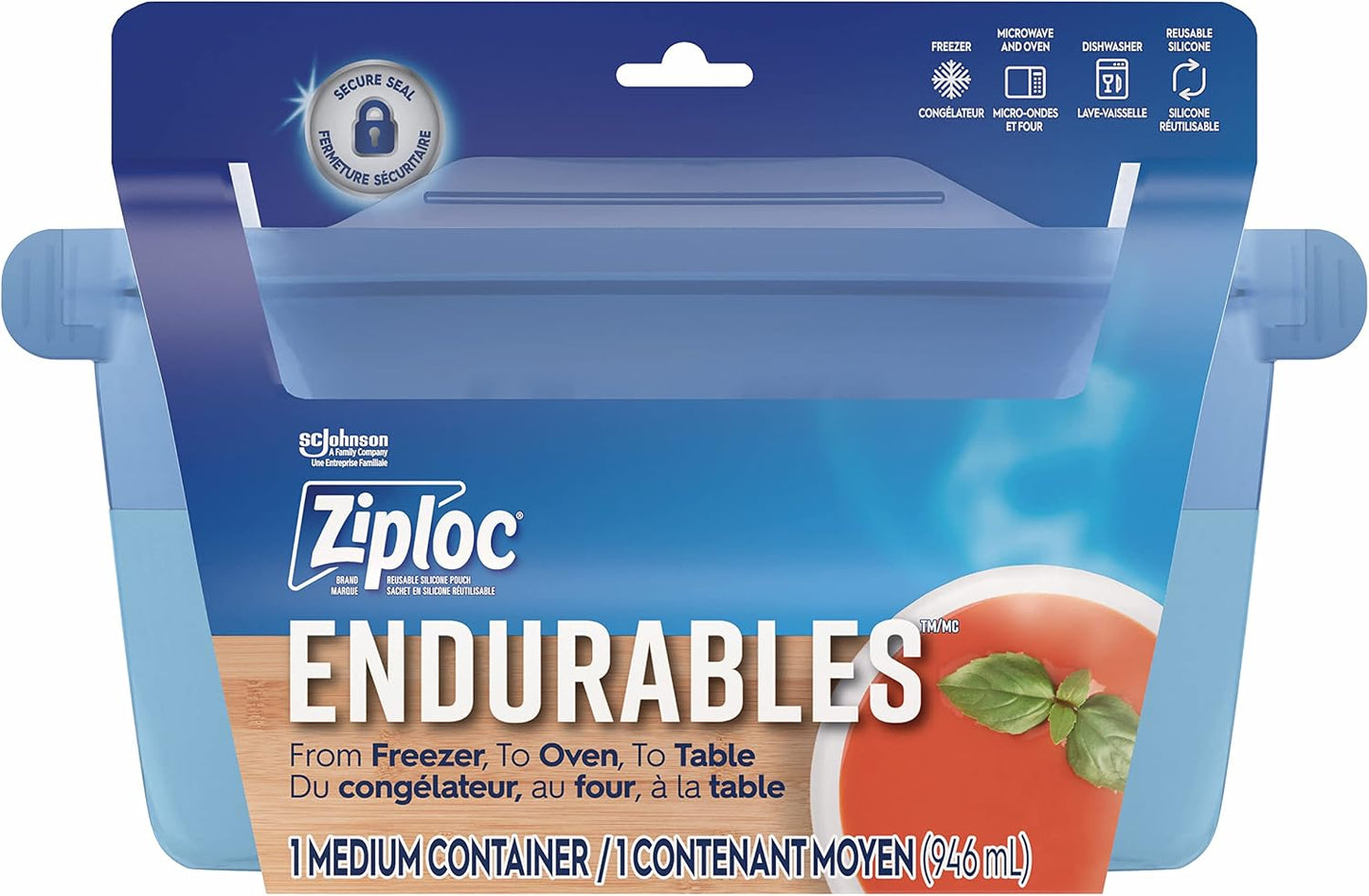 ZIPLOC ENDURABLES SILICONE CONTAINERS MD 946ML pack of 3
