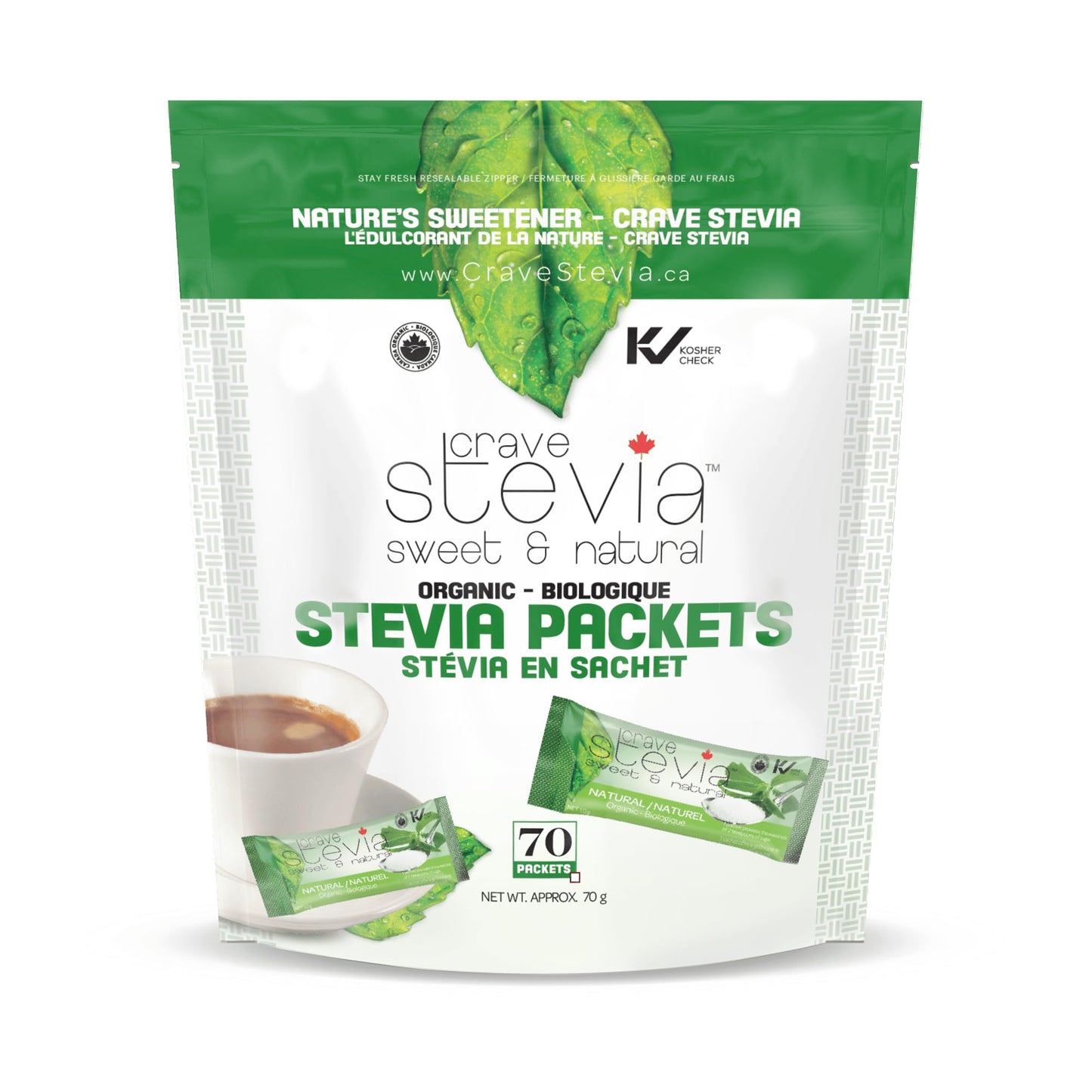 CRAVE STEVIA Stevia Packets 70Ct