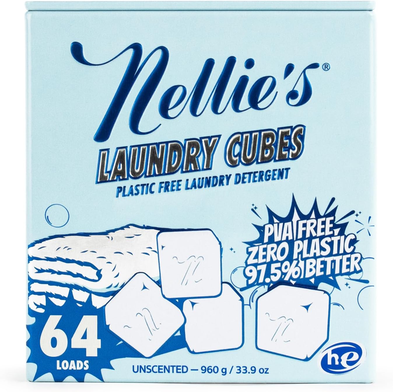 NELLIE'S * Laundry Cubes, 64 Loads