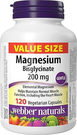 Webber Naturals - Magnesium Bisglycinate 200 mg Value Size - 120 Vegetarian
Capsules