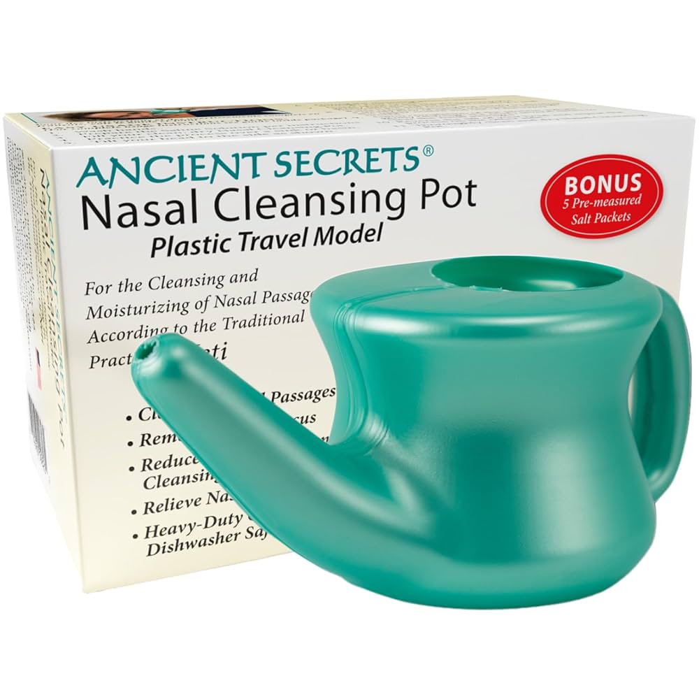 ANCIENT SECRETS NASAL CLEANSING POTS Nasal Cleansing (Neti) Pot, Plastic Travel Model 1pc