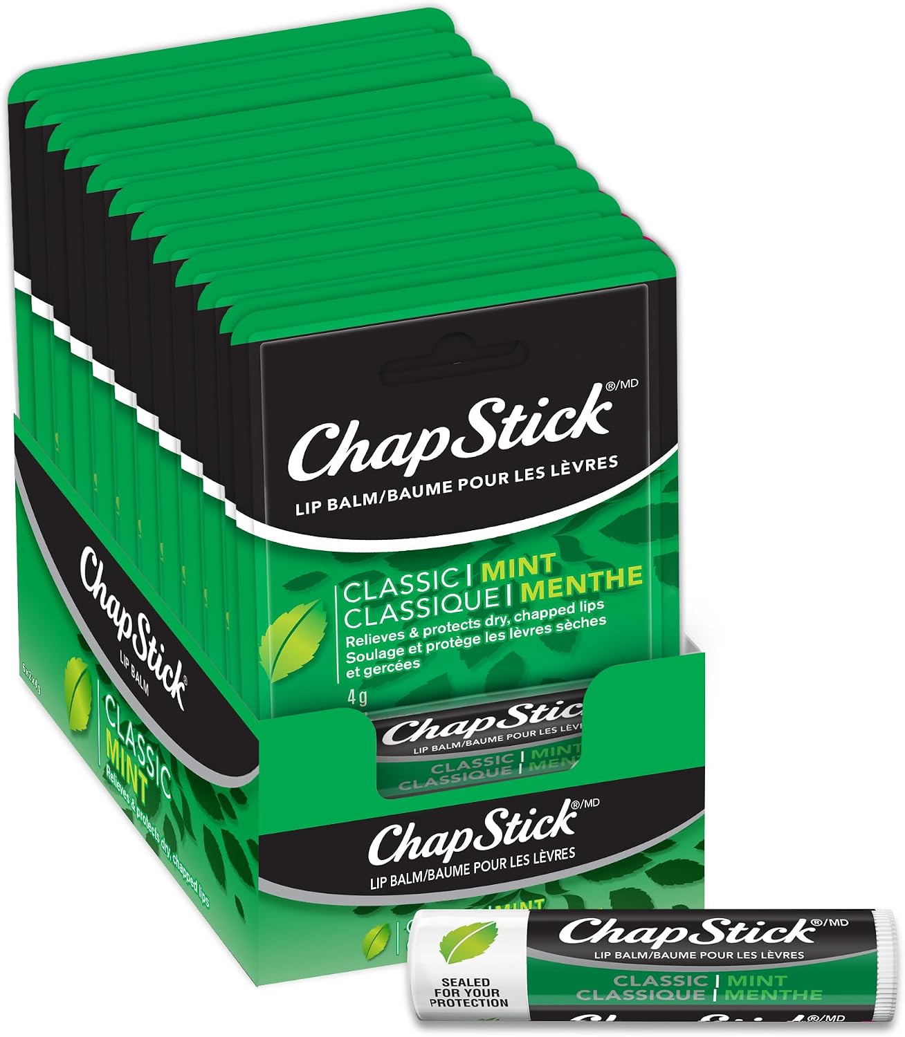 CHAPSTICK BLISTER CARD MINT 4G STICK MED. pack of 12
