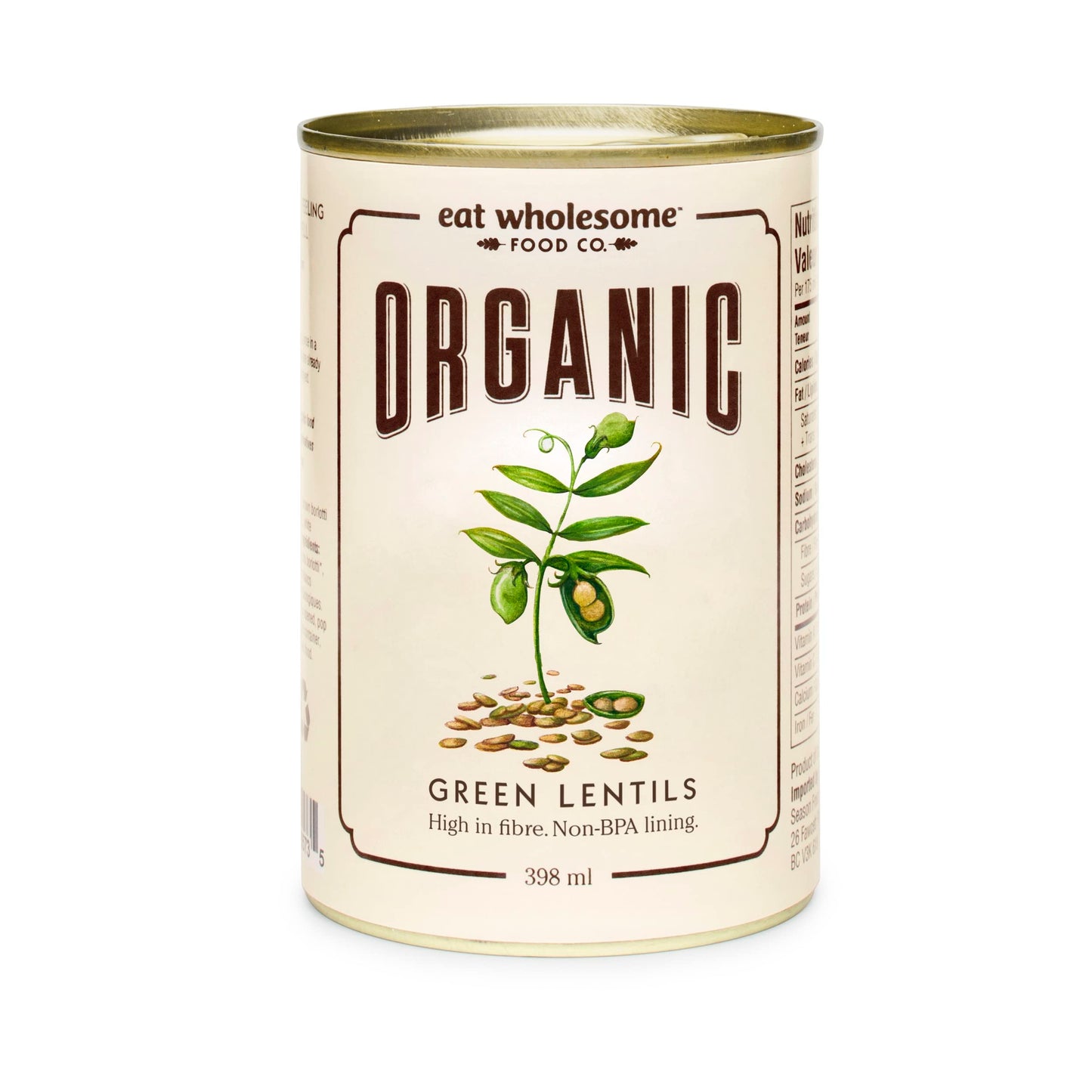 Eat Wholesome Organic Legumes - Green Lentils 398ML