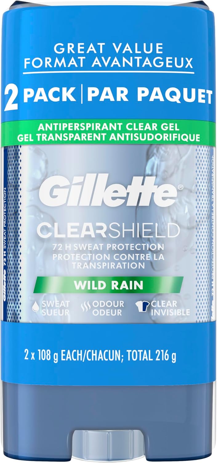GILLETTE CLEAR GEL AP&DEOD WILD RAIN 2X108G