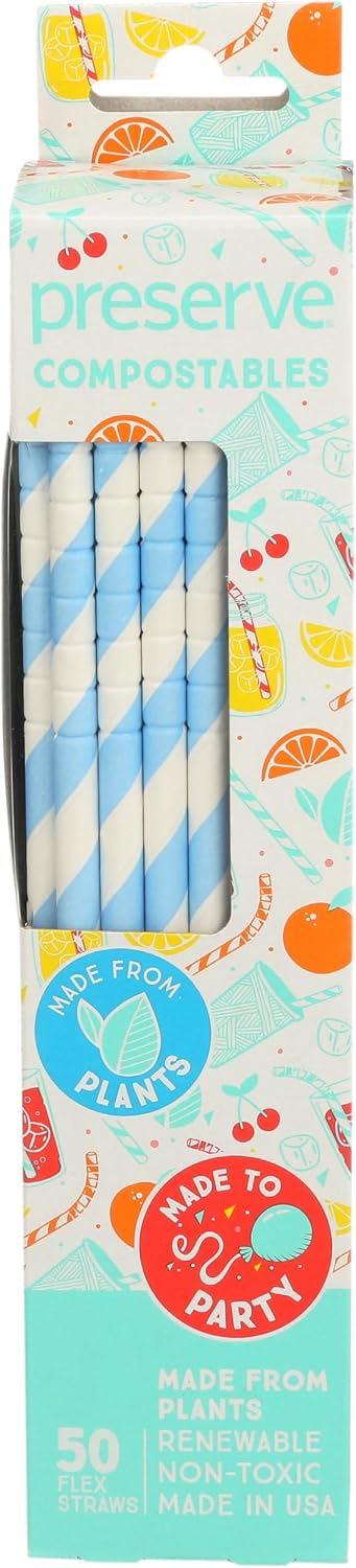 Preserve by Recycline - Compostables Straws Blue - 50ct