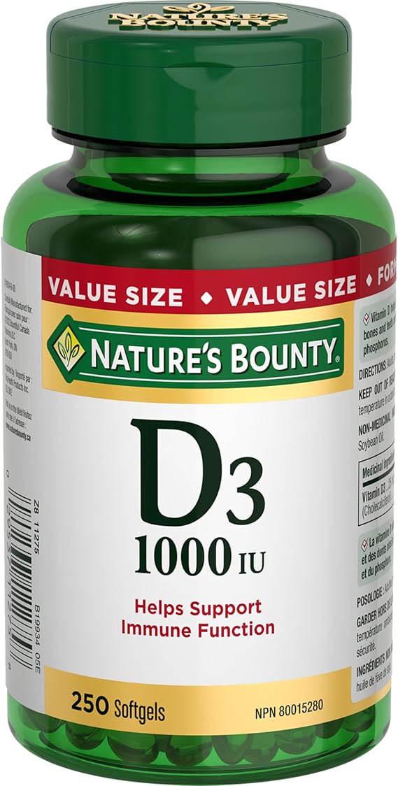 NATURE'S BOUNTY VIT D SOFTGEL 1000IU 250 CAPSULE