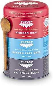 JusTea   Loose Leaf Black Tea Trio Tins 6 x 106g