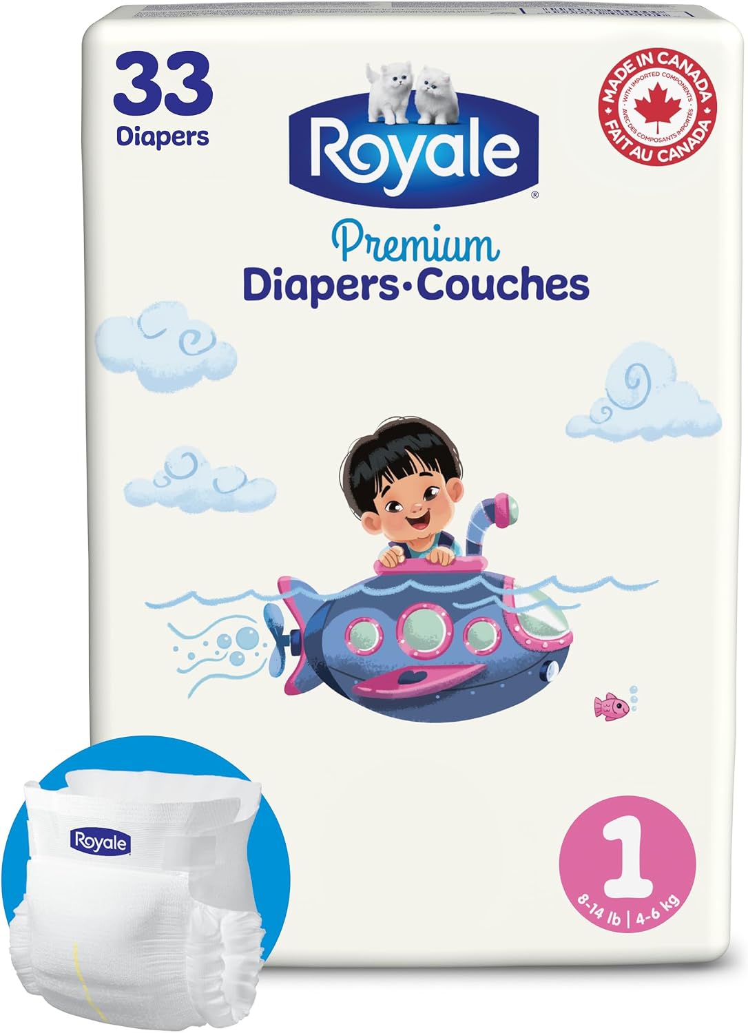 ROYALE DIAPERS JB PK SIZE 1 33 pack of 4