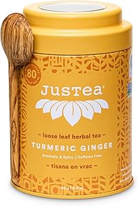 JUSTEA - Tumeric Ginger, Herbal Tea,  Loose Leaf  (tin)    110g