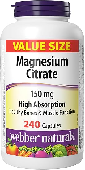 Webber Naturals - Magnesium Citrate High Absorption 150 mg Value Size - 240 Capsules