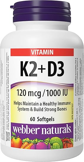 Webber Naturals - Vitamin K2+D3 120 mcg/1000 IU - 60 Softgels