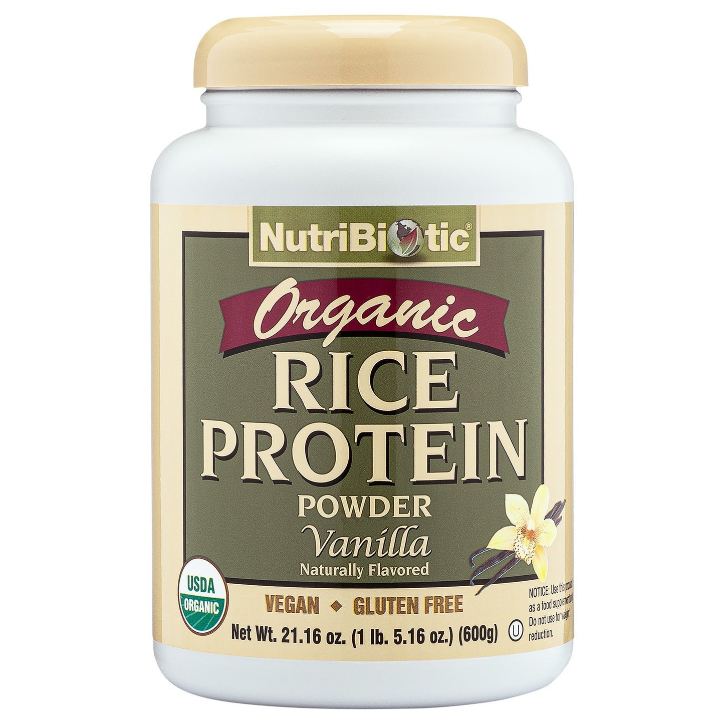 NUTRIBIOTIC Rice Protein Organic (vanil), 600g