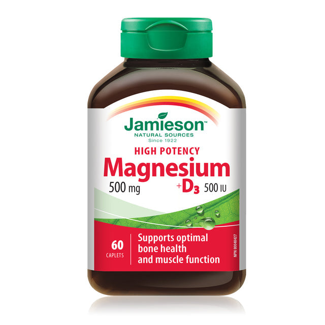 Jamieson JMS Magnesium 500mg + Vit D 500IU 60's 60Caplets