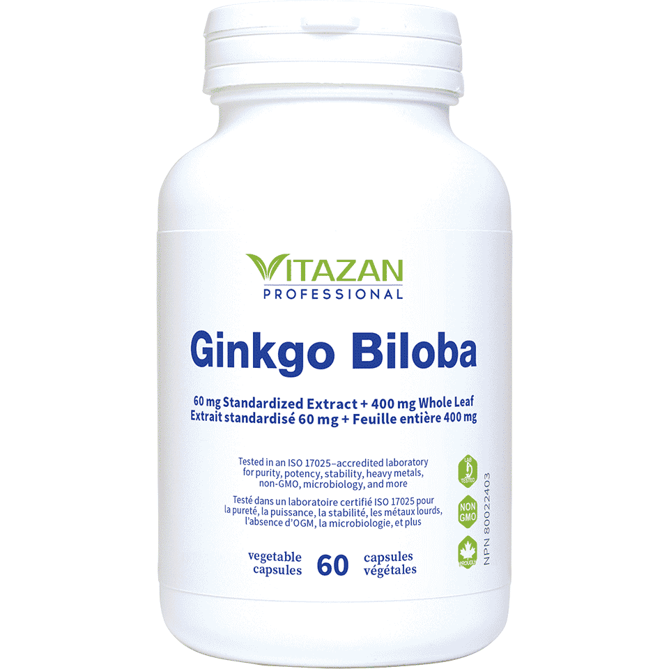 Ginkgo Biloba (60 mg · 24% Flavonoid Glycosides and 6% Terpene Lactones Standardized Extract) 60 capsules