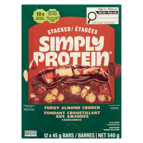 SimplyProtein - Stacked Bar Fudgy Almond Crunch - 12 x 45g