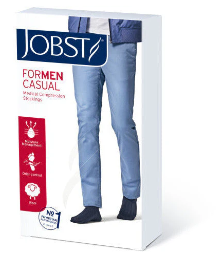 Jobst - men casual knee high 15-20 mmHg black closed toe compression sock