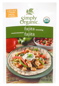 SIMPLY ORGANIC     Seasoning Mix, Fajita, Organic (sachets)    31g