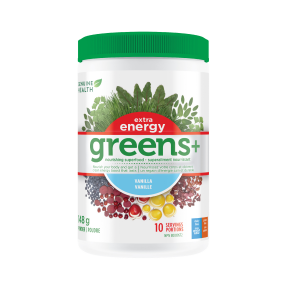 Genuin Health   Genuine Health - Greens+ Extra Energy Vanilla 148g