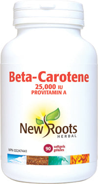 NEW ROOTS    Beta-Carotene 25,000 IU · Provitamin A    90 softgels