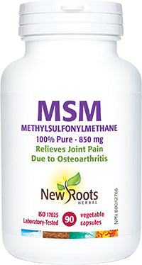 NEW ROOTS MSM Methylsulfonylmethane · 100% Pure · 850 mg 90 capsules