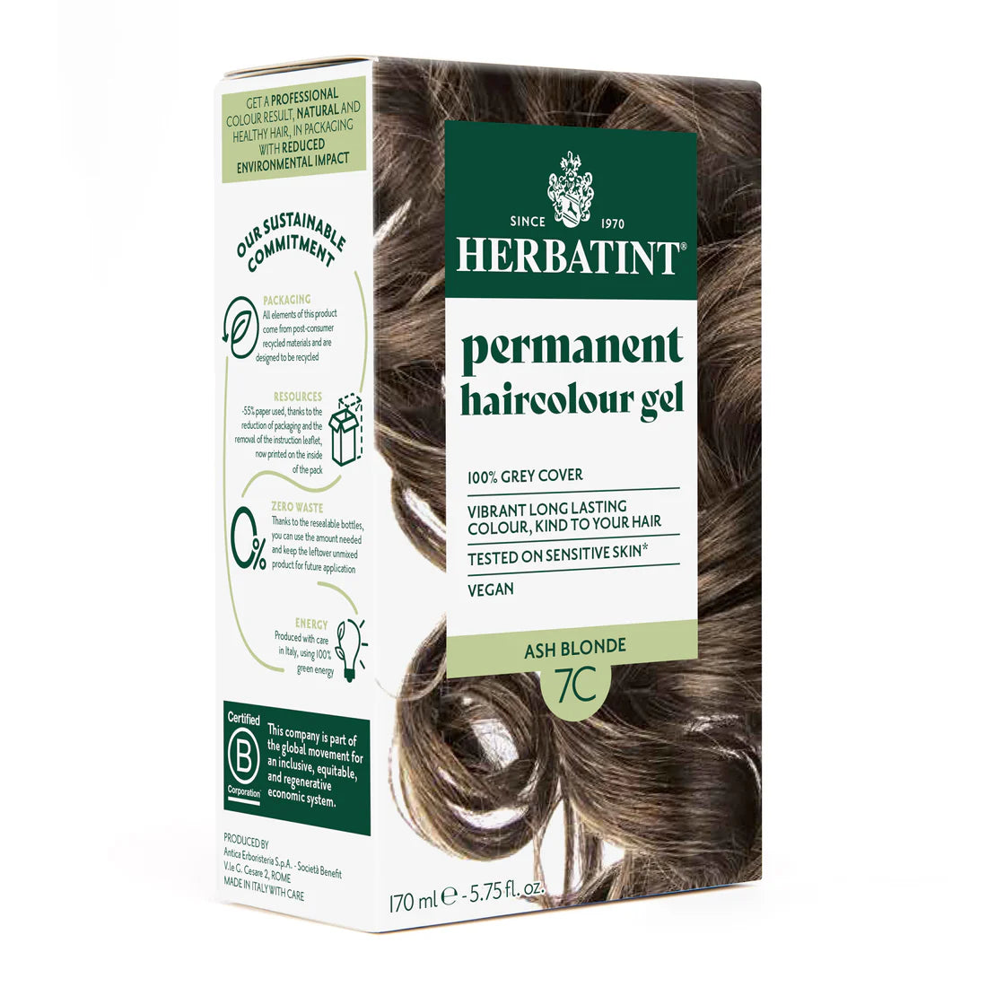 Permanent haircolour gel 7C Ash Blonde, 170 ml
