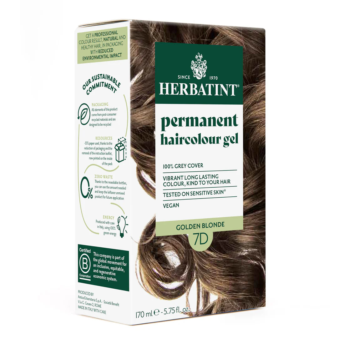 Permanent haircolour gel 7D Golden Blonde, 170 ml