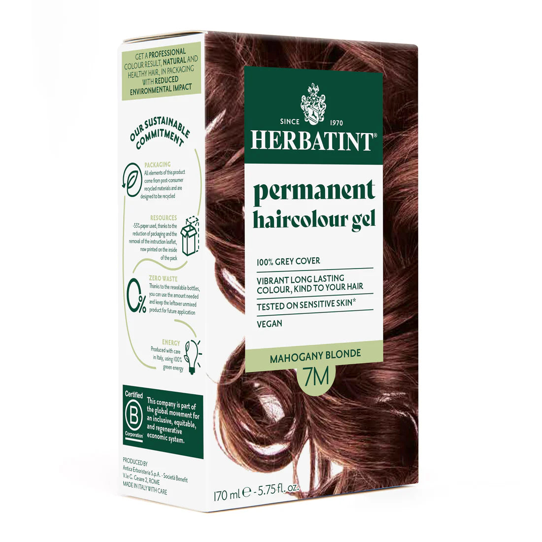 Permanent haircolour gel 7M Mahogany Blonde, 170 ml