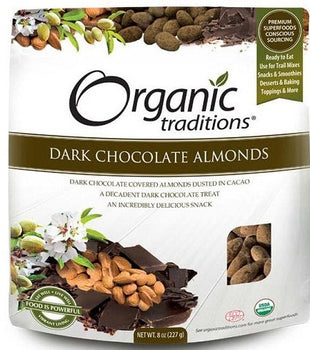 Organic Traditions   Almonds, Dark Chocolate 227g