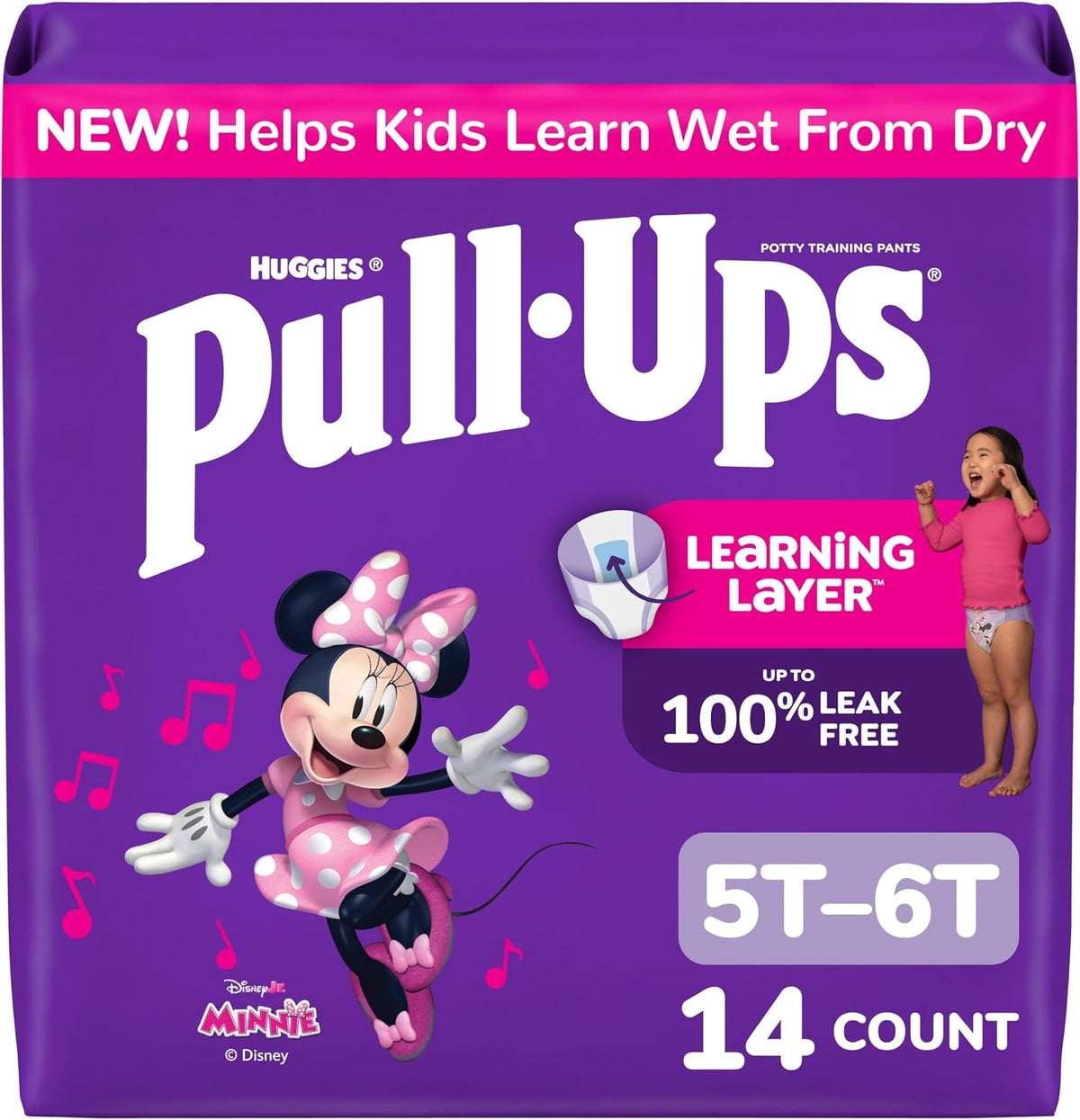 HUGGIES PULL-UPS TRAINING PANTS JB 5T-6T GIRLS 14 pack of 4