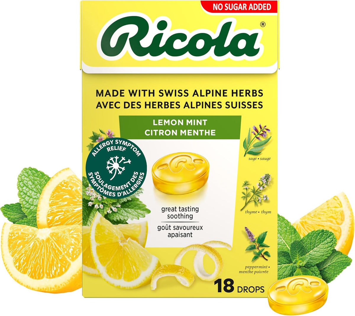 RICOLA LOZENGES LEMON/MINT 45G LOZENGE pack of 10