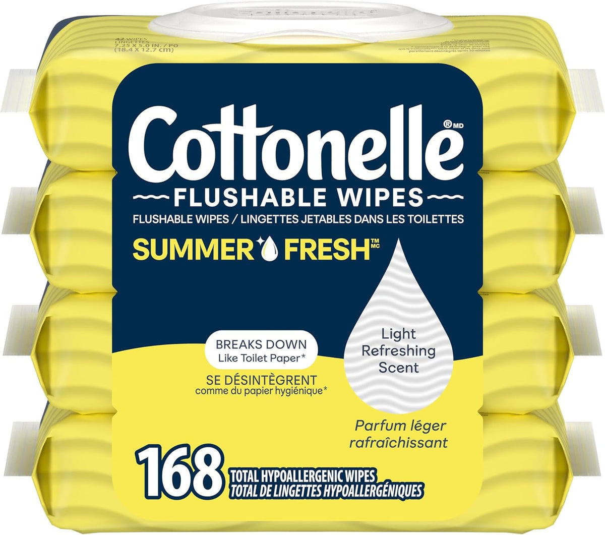 COTTONELLE WIPES FLUSHABLE SUMMER FRESH 168 pack of 4