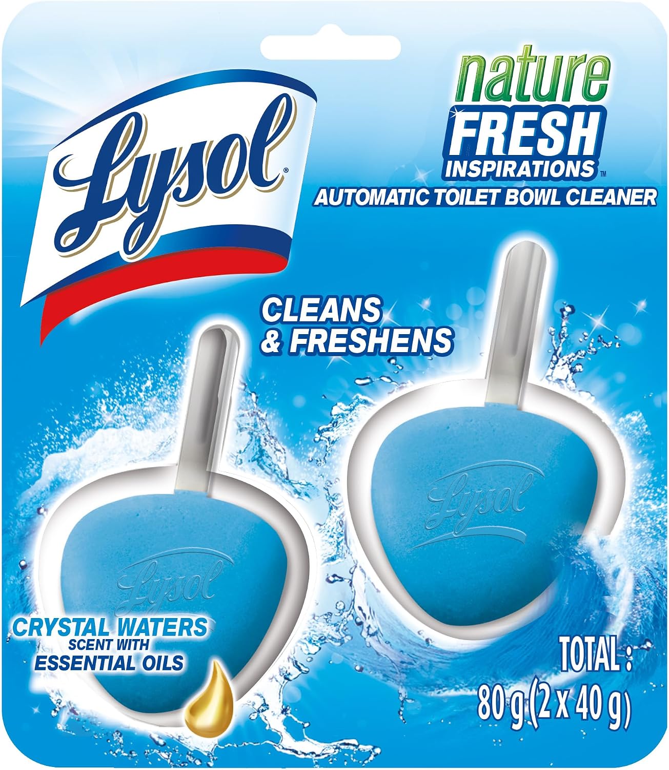 LYSOL NO MESS CLEANER TOILET BOWL WATERFALL 2X40G pack of 4