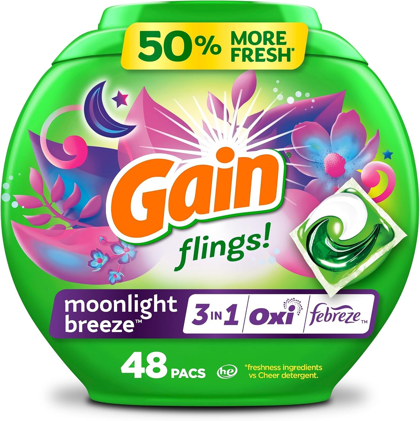 GAIN FLINGS DETERGENT MOONLIGHT BREEZE 48 pack of 4