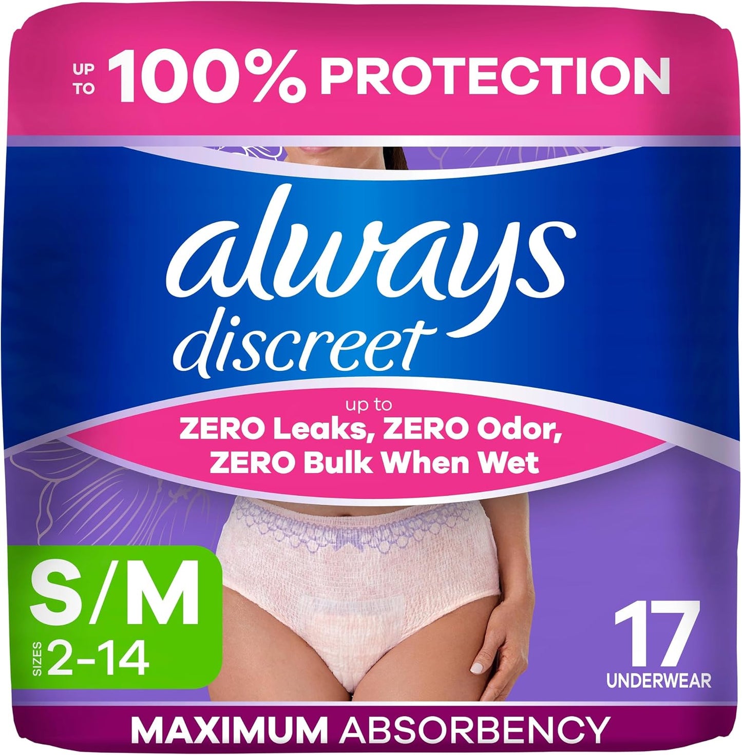 ALWAYS DISCREET UNDERWEAR MAX SM 17 pack of 2