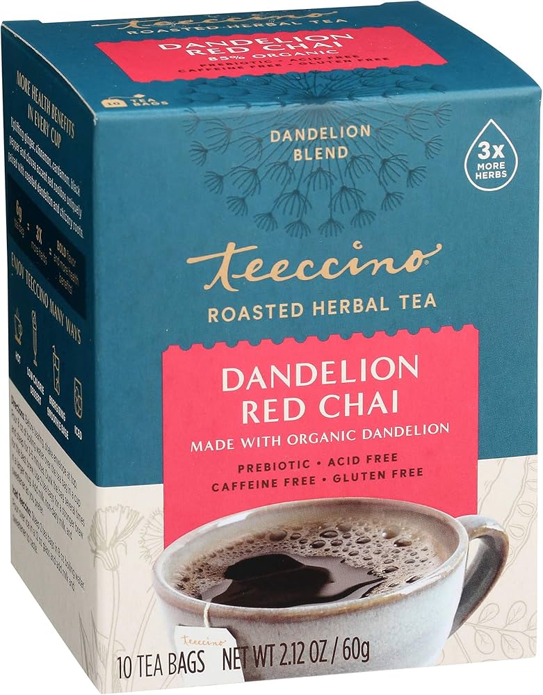 TEECCINO    Caffeine Free Herbal Tea Alternative    TEECCINO    Caffeine Free Herbal Tea Alternative    Dandelion Red Chai Tea 10bg