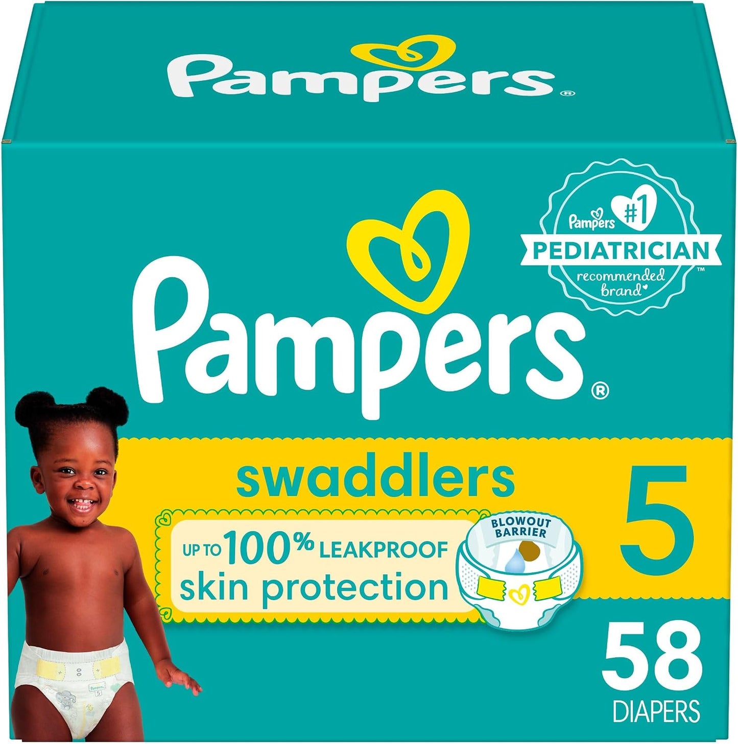 PAMPERS SWADDLERS SUPER SIZE-5 58