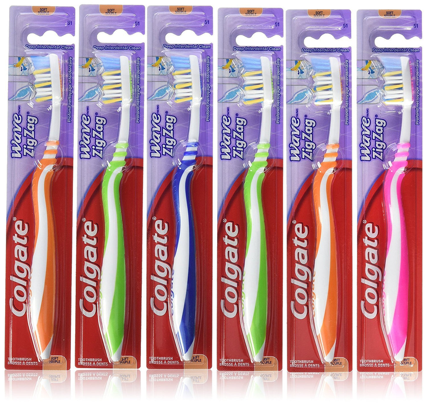 TOOTHBRUSH COLGATE ZIG ZAG SOFT 42MM pack of 6