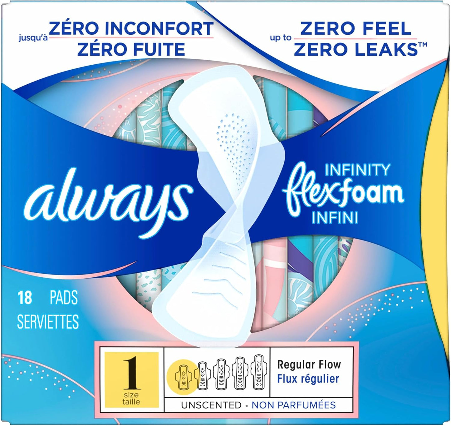 ALWAYS INFINITY PADS SIZE#1 RG UNSCENTED 18 pack of 4