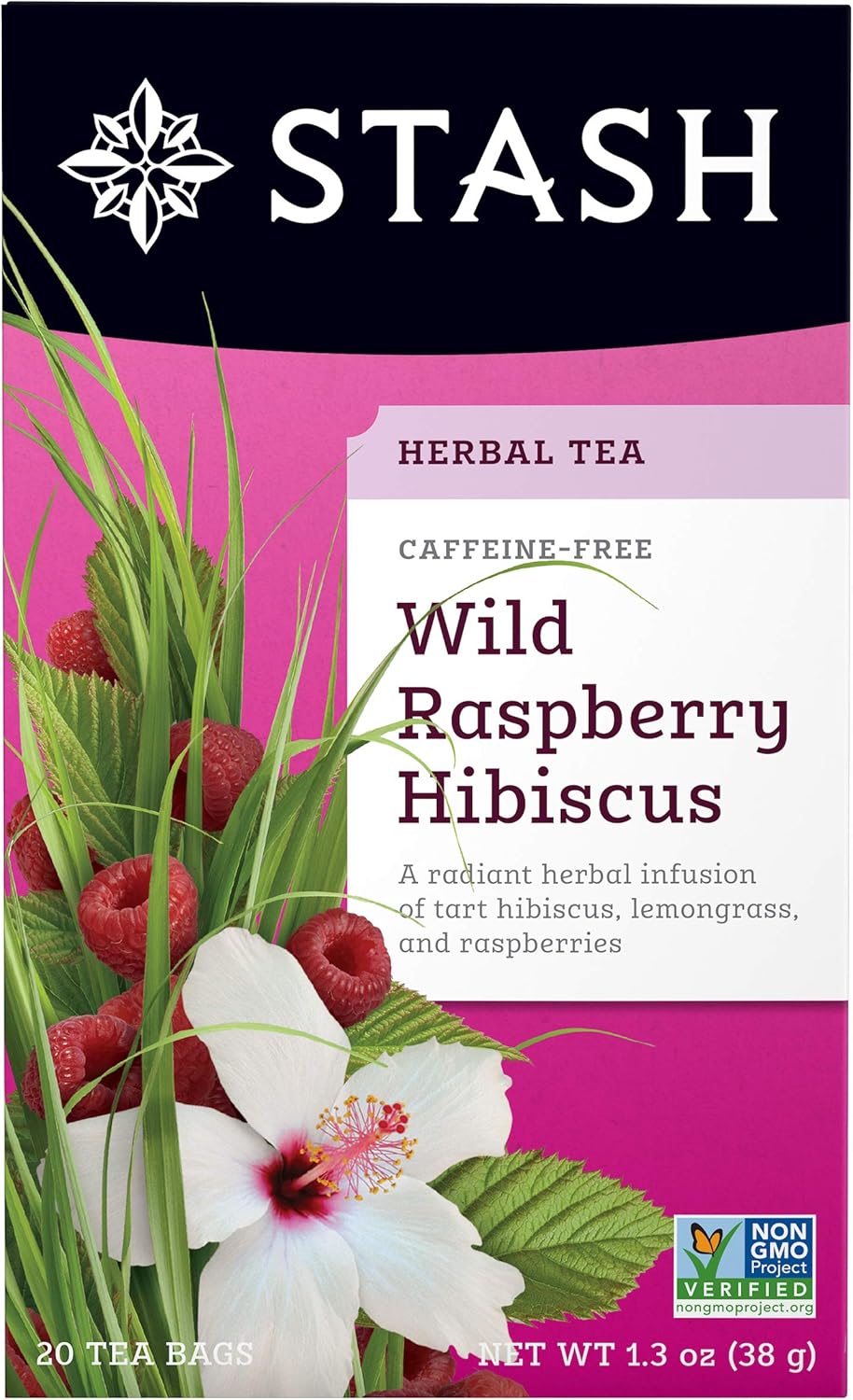 STASH TEA Premium Caffeine Free Herbal Teas STASH TEA Premium Caffeine Free Herbal Teas Wild Raspberry Hibiscus Tea 20bg