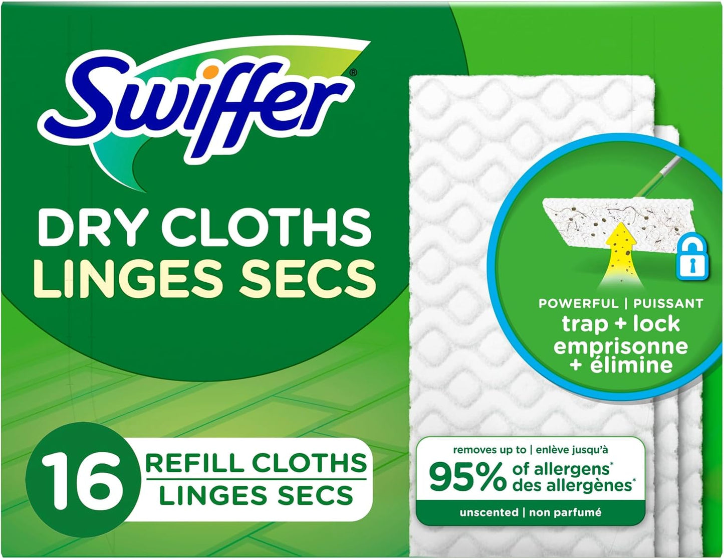 SWIFFER DRY CLOTHS UNSCENTED 16 pack of 8