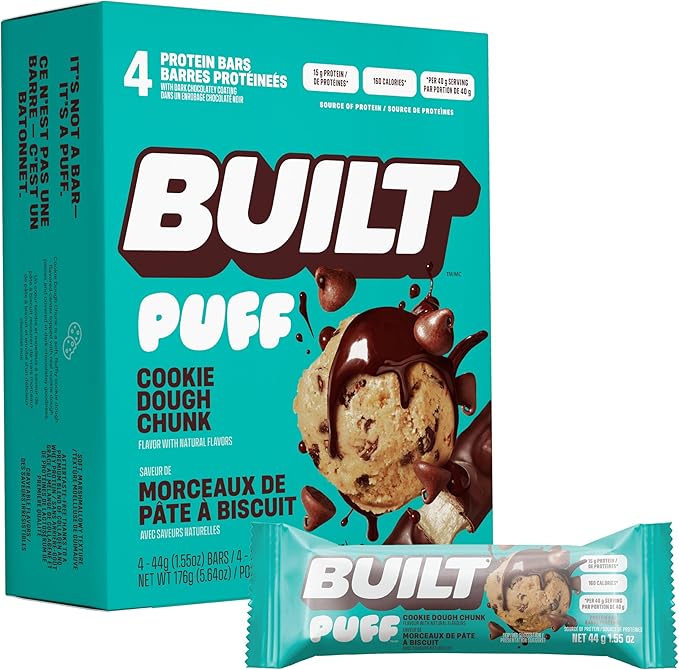 Built Bar Built Puffs Cookie Dough Chunk, 4/box