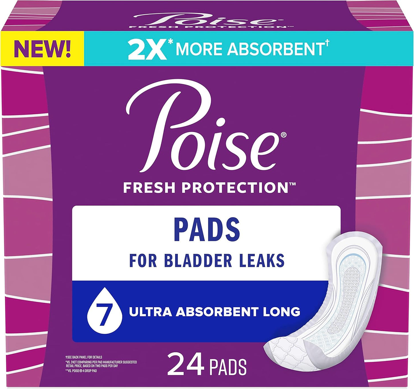 POISE PADS ULTRA ABSORBENT LONG 24 pack of 2