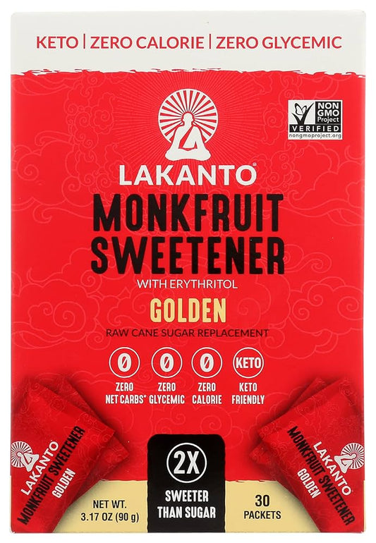 LAKANTO   Golden - 2x Sweeter than sugar: 30 Sachets   90 g / 30 x 3 g sachets