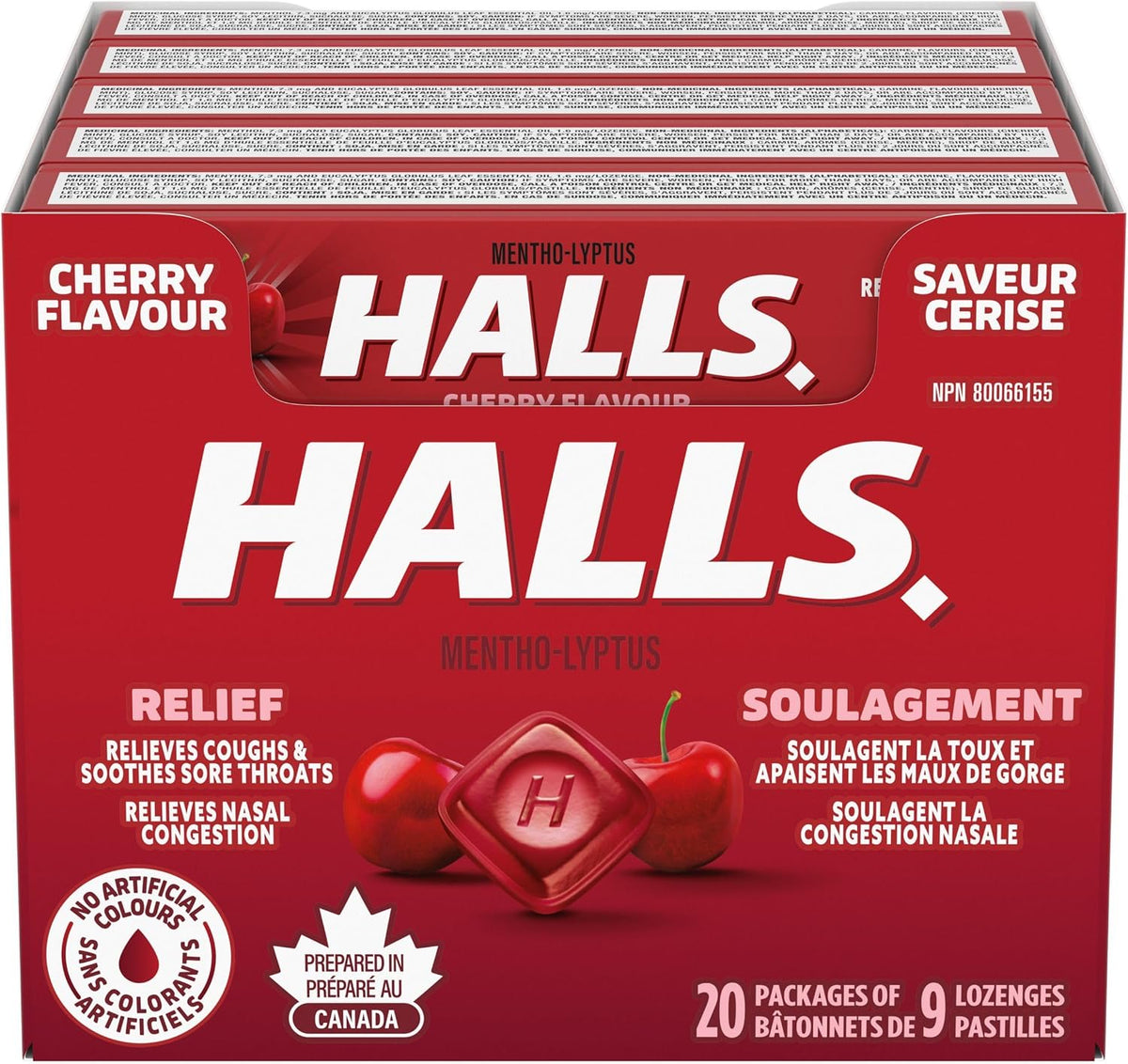 HALLS COUGH TB CHERRY 9PC LOZENGE pack of 20