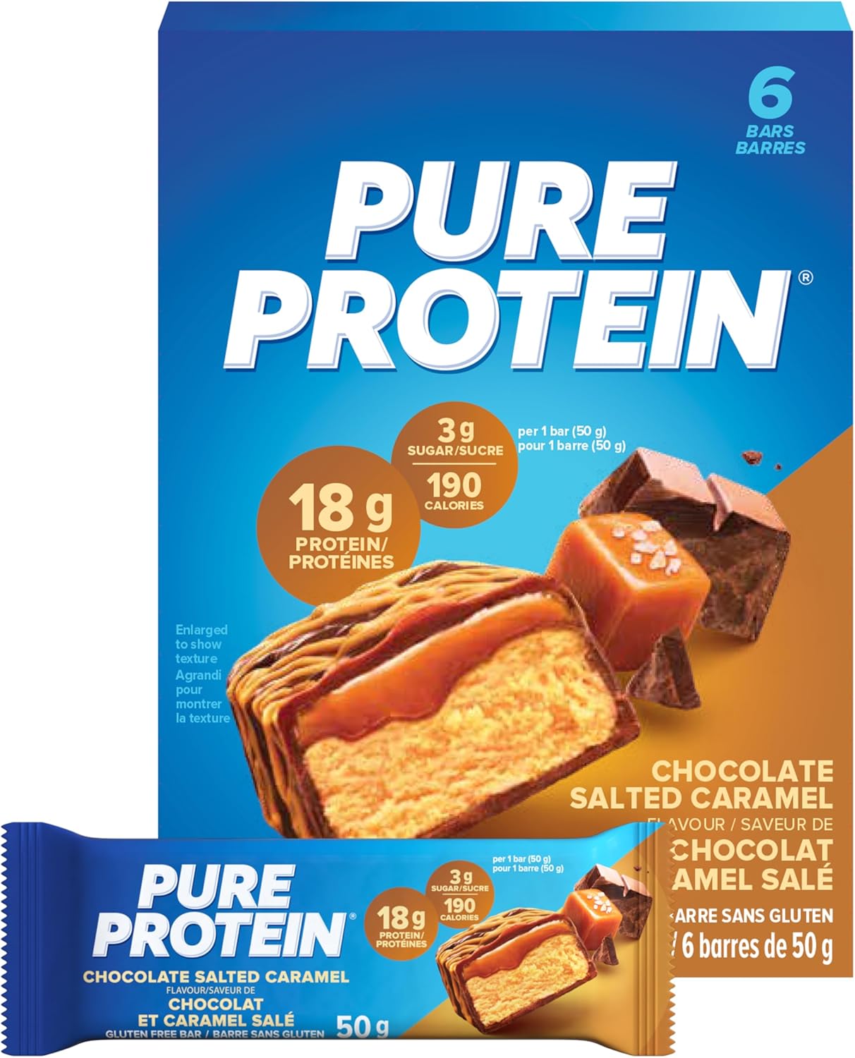 PURE PROTEIN CHOCOLATE AND SALTED CARAMEL VP 6X50G BAR