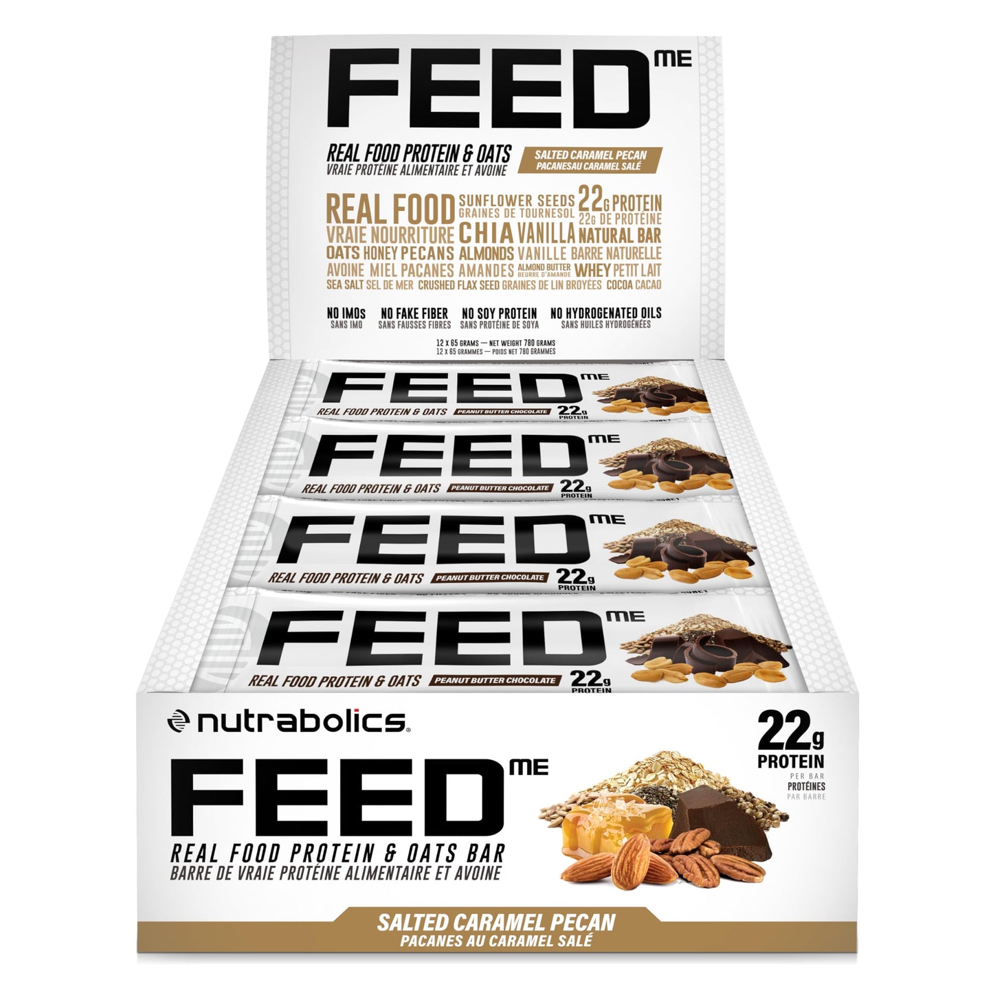 NUTRABOLICS FEED BAR SALTED CARAMEL PECAN 65g - 12/box